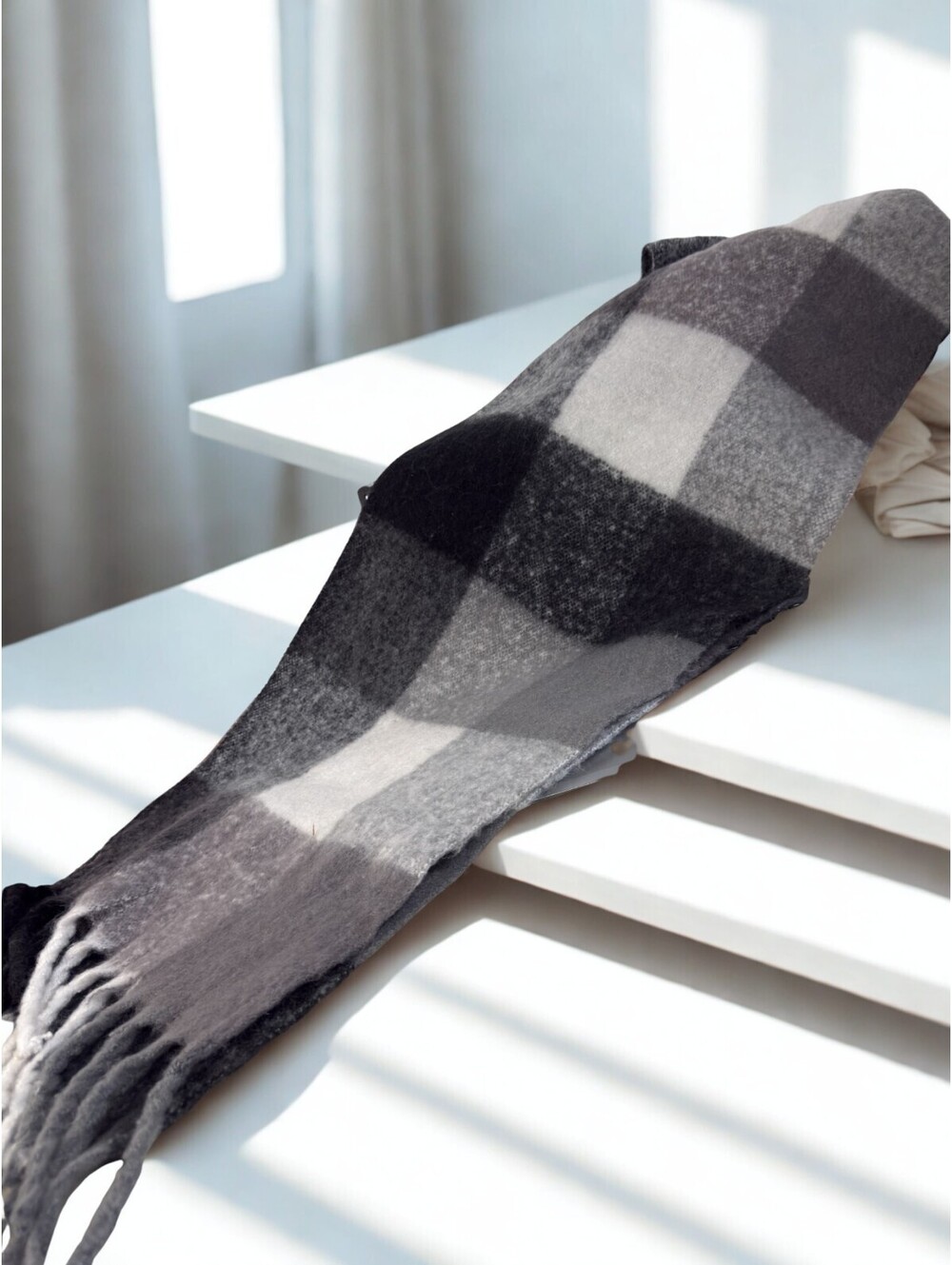 Sprigs 93X14" Oversized Check Fringe Scarf One Size